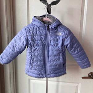 Gently Used- Northface toddler reversible jacket grey and purple lavender